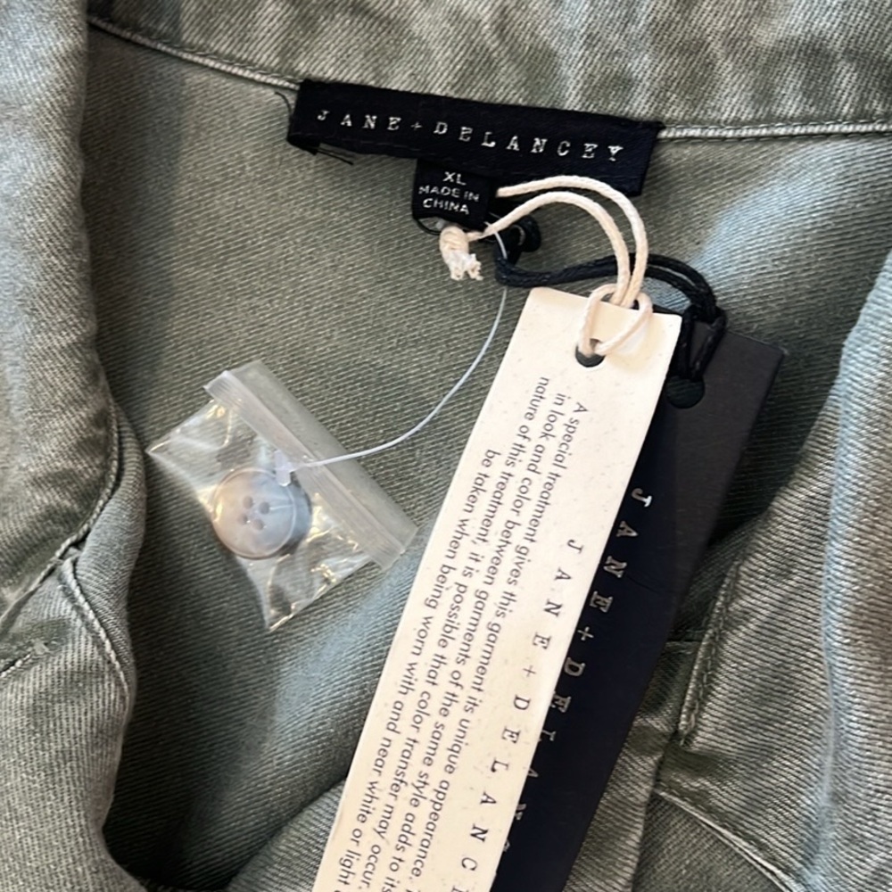 NWT Anthro’s Jane+Delancey,SOFT, SOFT Green Trucker Jacket,Button-Waist,Size XL - Picture 6 of 11